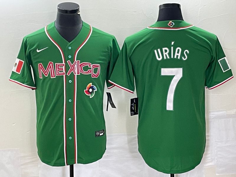 Men 2023 World Cub Mexico #7 Urias Green white Nike MLB Jersey2